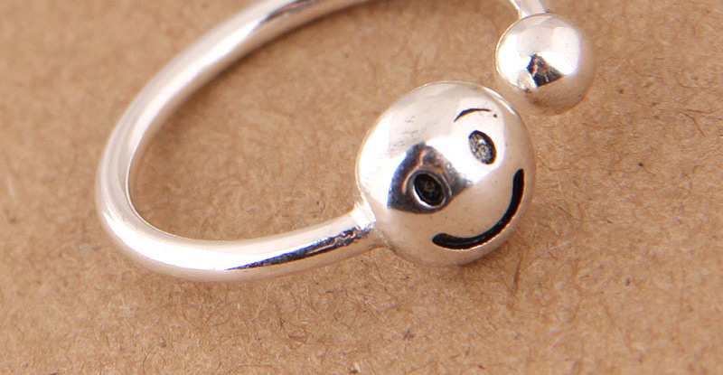 Elegant Antique Silver Smiling Face Decorated Opening Ring,Fashion Rings