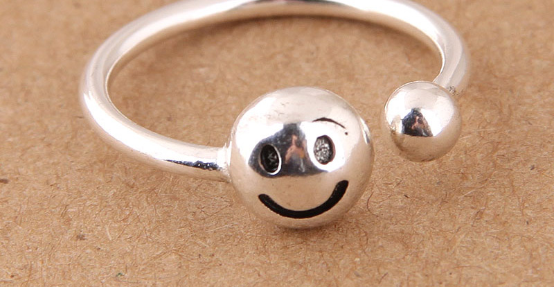 Elegant Antique Silver Smiling Face Decorated Opening Ring,Fashion Rings