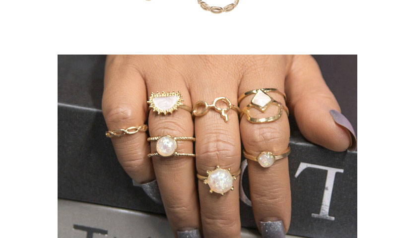 Fashion Gold Color Pure Color Design Hollow Out Ring(7ps),Fashion Rings