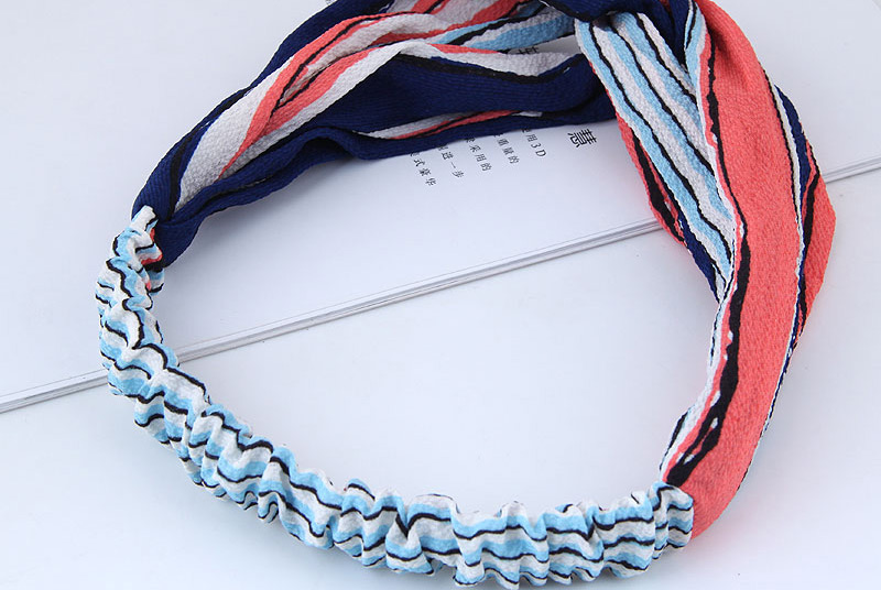 Sweet Blue+red Stripe Pattern Decorated Hair Band,Hair Ribbons