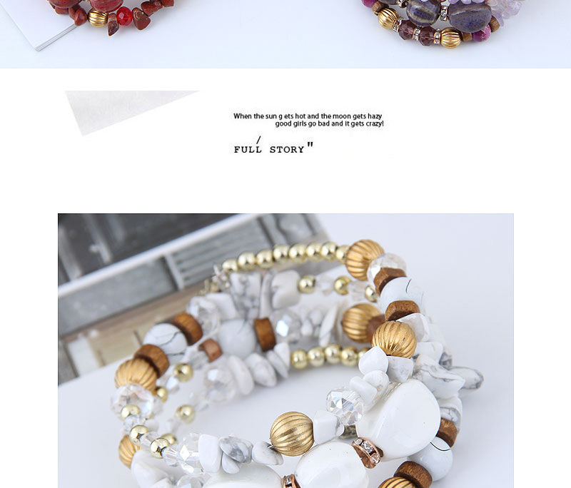 Elegant Dark Pink+white Color Matching Design Beads Bracelet,Fashion Bracelets