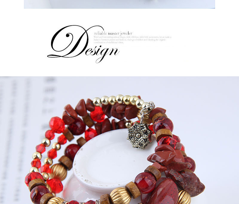Elegant Red+yellow Beads Decorated Multi-layer Bracelet,Fashion Bracelets