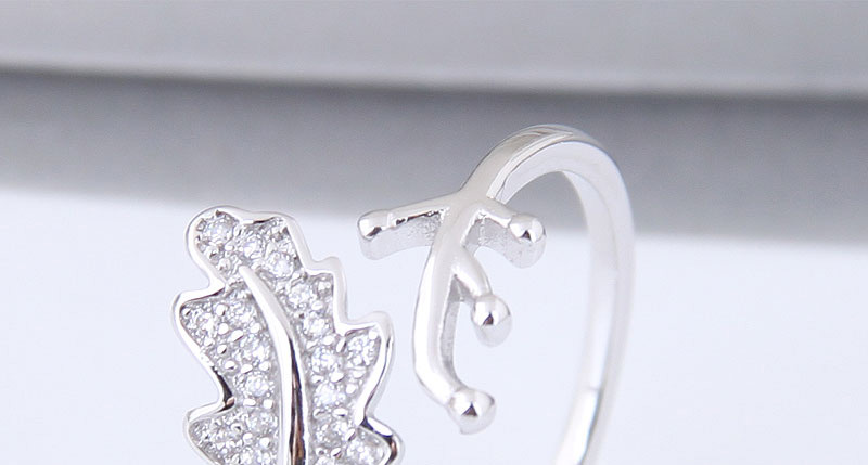 Sweet Silver Color Leaf Shape Design Opening Ring,Fashion Rings