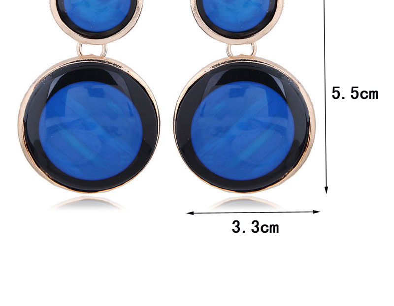 Elegant Sapphire Blue Double Round Shape Design Earrings,Drop Earrings