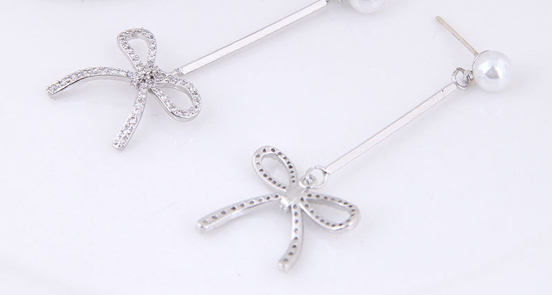 Fashion Silver Color Bowknot Shape Decorated Earrings,Drop Earrings