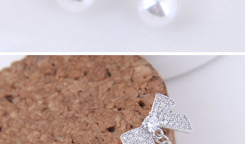 Fashion Silver Color Full Diamond Decorated Bowknot Shape Earrings,Stud Earrings