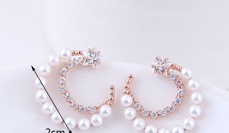 Fashion Rose Gold Moon Shape Decorated Earrings,Stud Earrings