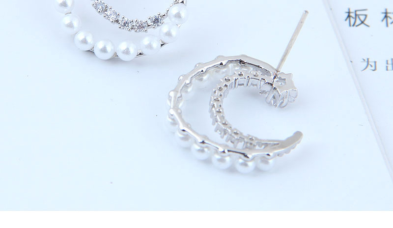 Fashion Silver Color Moon Shape Decorated Earrings,Stud Earrings
