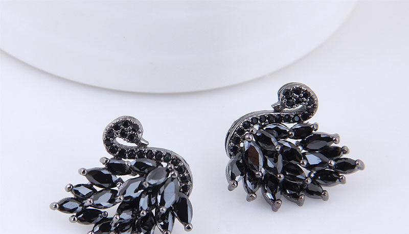 Fashion Black Swan Shape Decorated Earrings,Stud Earrings