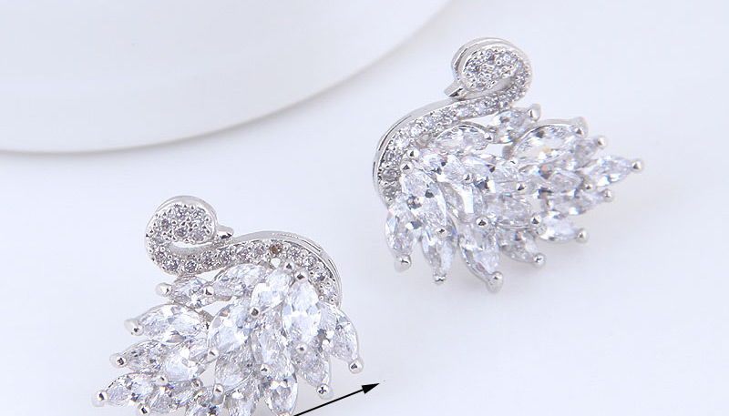 Fashion White Swan Shape Decorated Earrings,Stud Earrings