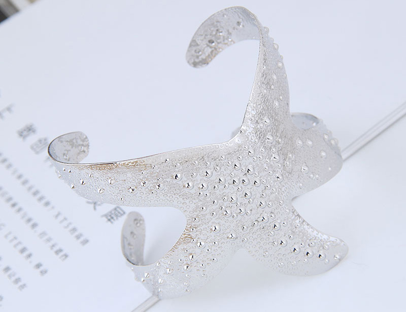 Fashion Silver Color Starfish Shape Decorated Opening Bracelet,Fashion Bangles