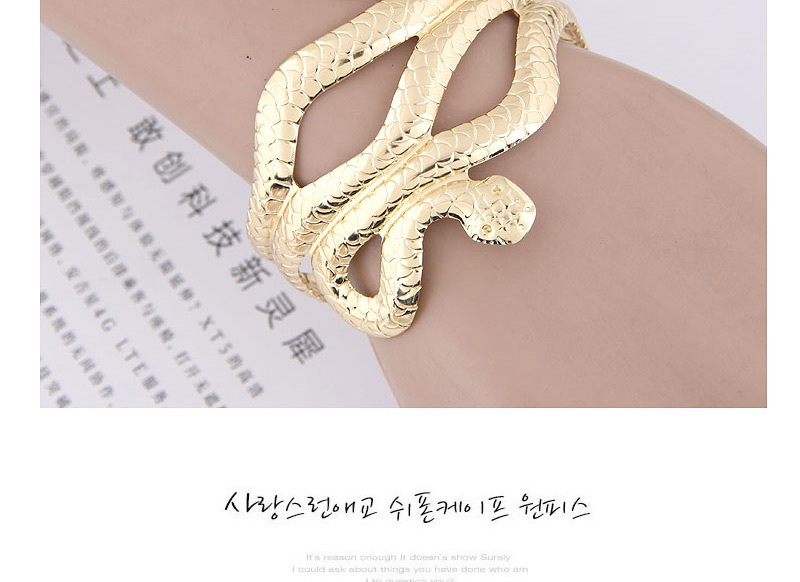 Fashion Gold Color Snake Shape Decorated Opening Bracelet,Fashion Bangles