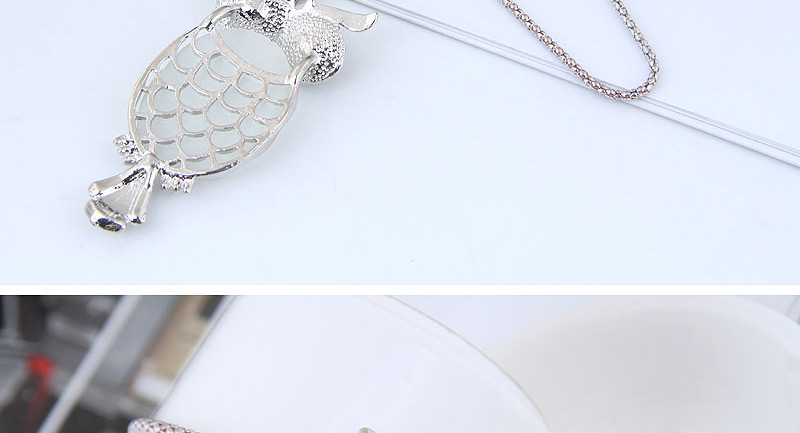 Fashion Silver Color Owl Shape Decorated Necklace,Pendants