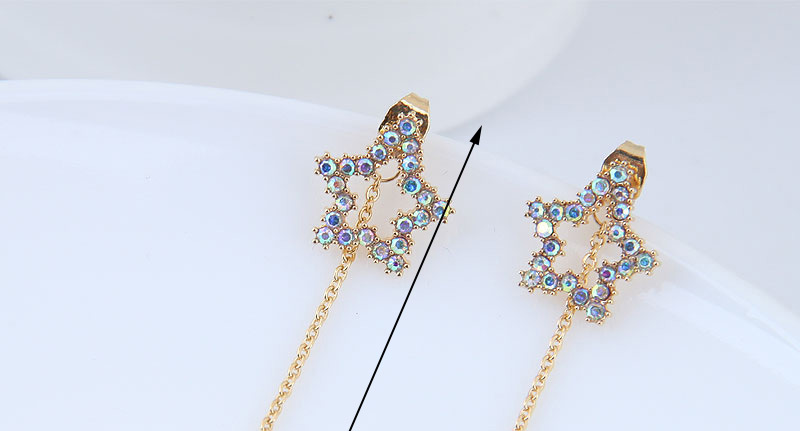 Fashion Gold Color Star Shape Decorated Tassel Earrings,Drop Earrings