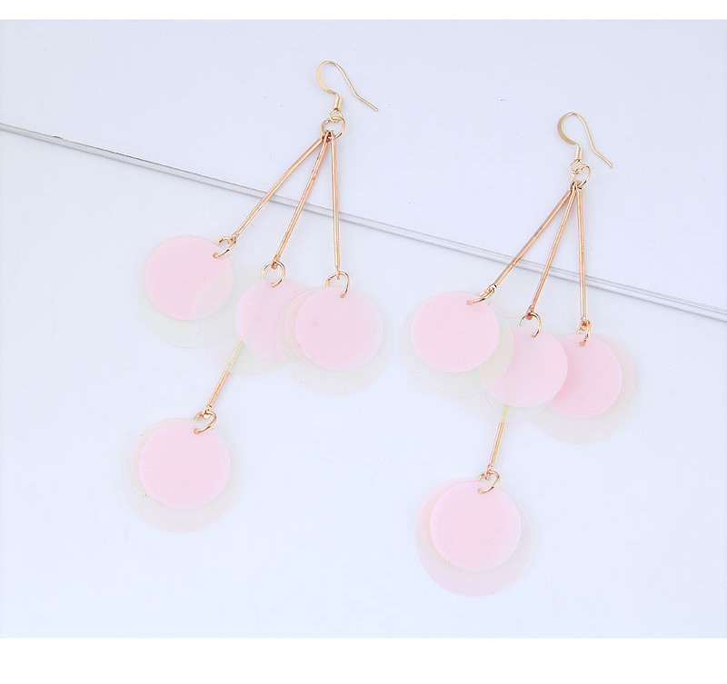 Fashion Pink Round Shape Decorated Paillette Earrings,Drop Earrings