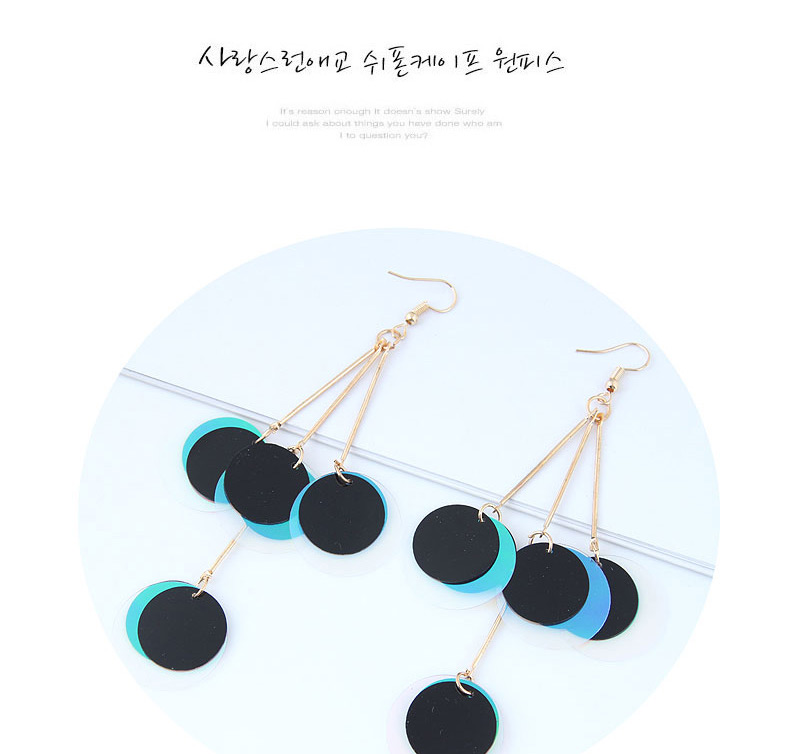 Fashion Black Round Shape Decorated Paillette Earrings,Drop Earrings