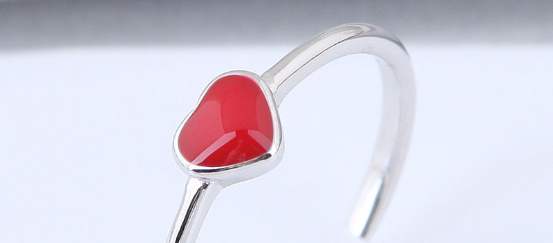 Fashion Red+silver Color Heart Shape Decorated Ring,Fashion Rings