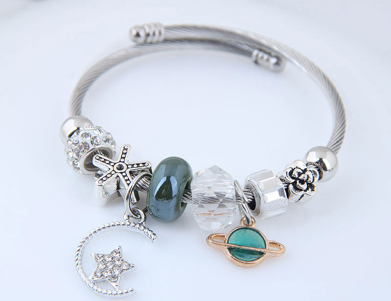 Fashion Silver Color +blue Moon&stat Shape Decorated Bracelet,Fashion Bracelets