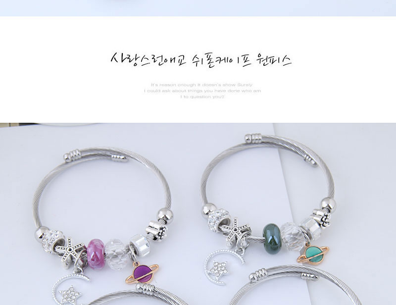 Fashion Silver Color+purple Moon&stat Shape Decorated Bracelet,Fashion Bracelets