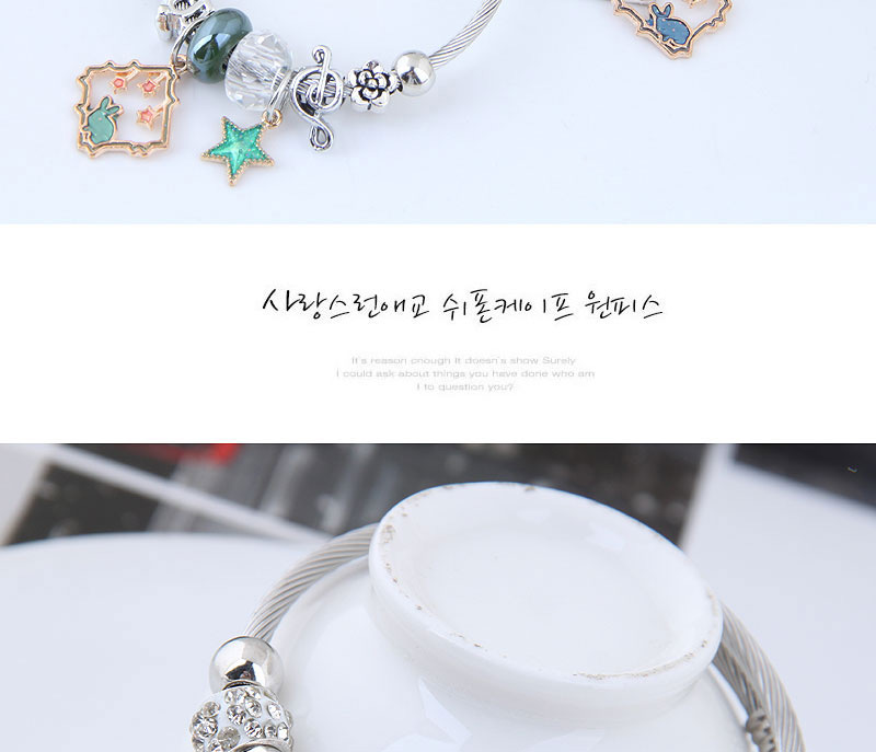 Fashion Silver Color+green Rabbit&star Shape Decorated Bracelet,Fashion Bracelets