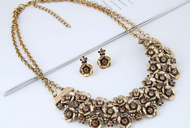Simple Gold Color Flower Shape Decorated Jewelry Set,Jewelry Sets