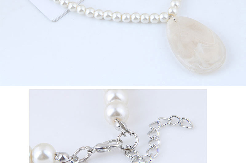 Simple White Water Drop Shape Decorated Necklace,Beaded Necklaces