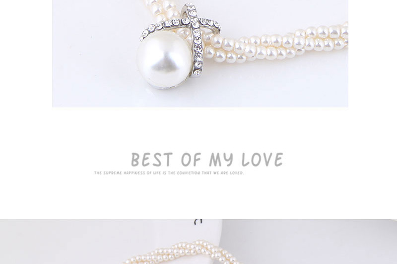 Simple White Diamond&pearl Decorated Necklace,Beaded Necklaces