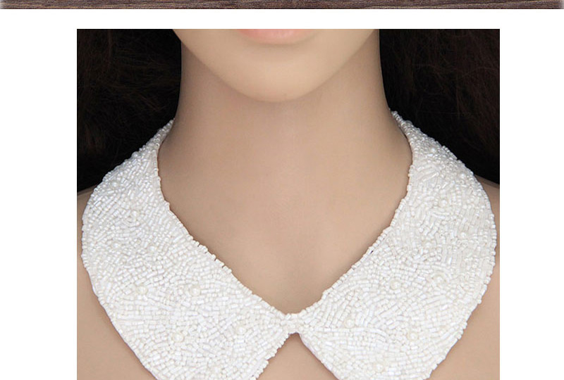 Simple White Bead Decorated Choker,Thin Scaves