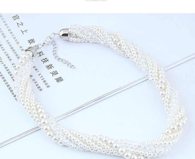 Simple White Pure Color Decorated Necklace,Beaded Necklaces