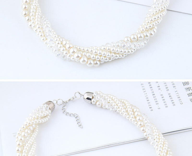 Simple White Pure Color Decorated Necklace,Beaded Necklaces