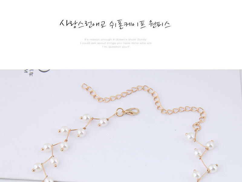 Simple Gold Color Pearl Decorated Necklace,Chokers