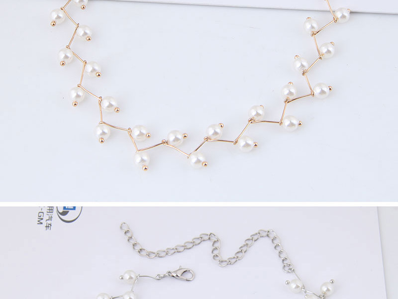Simple Gold Color Pearl Decorated Necklace,Chokers