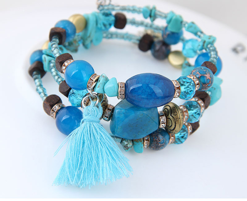 Fashion Blue Tassel Decorated Multi-layer Bracelet,Fashion Bracelets