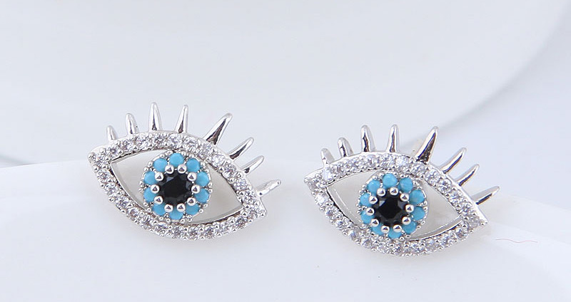 Fashion Silver Color Eye Shape Decorated Earrings,Stud Earrings
