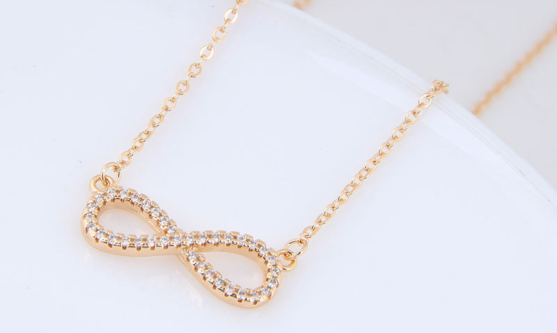 Elegant Gold Color Letter 8 Decorated Pure Color Necklace,Chains