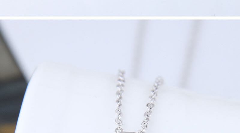 Elegant Silver Color Square Shape Pendant Decorated Necklace,Necklaces