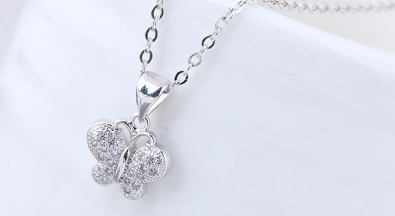 Elegant Silver Color Butterfly Pendant Decorated Necklace,Necklaces