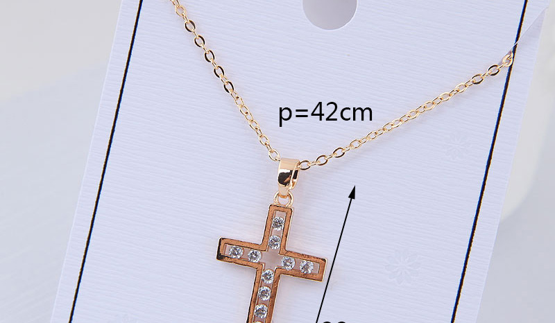 Elegant Gold Color Cross Shape Pendant Decorated Necklace,Necklaces