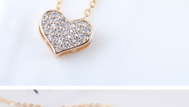 Elegant Gold Color Heart Shape Pendant Decorated Necklace,Necklaces
