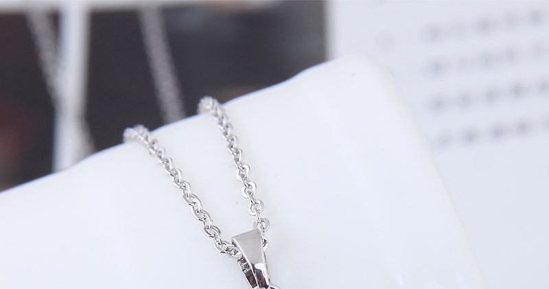 Elegant Silver Color Triangle Shape Pendant Decorated Necklace,Necklaces