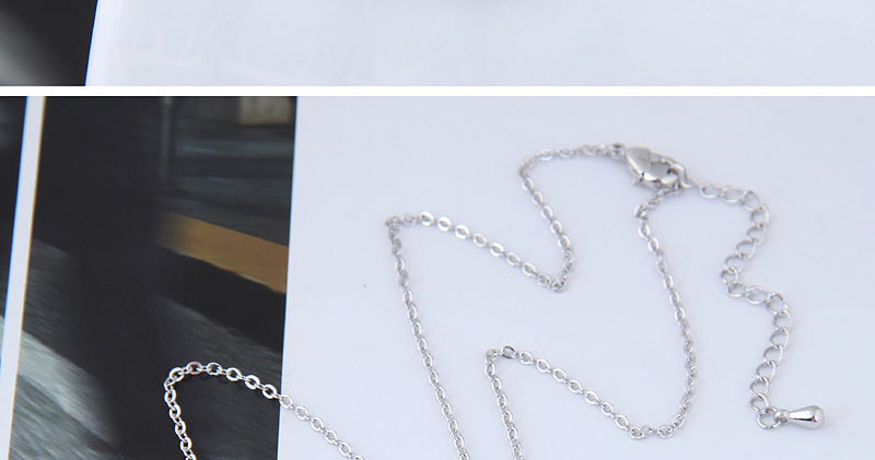 Elegant Silver Color Triangle Shape Pendant Decorated Necklace,Necklaces