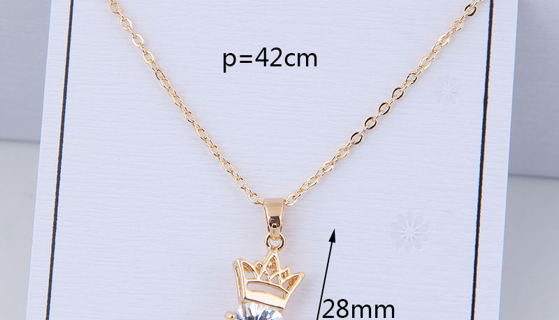 Elegant Gold Color Crown Shape Pendant Decorated Necklace,Necklaces