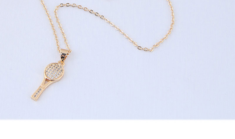 Elegant Gold Color Racket Shape Pendant Decorated Necklace,Necklaces