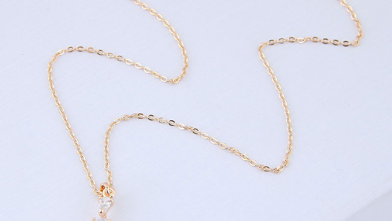 Elegant Gold Color Water Drop Shape Pendant Decorated Necklace,Necklaces