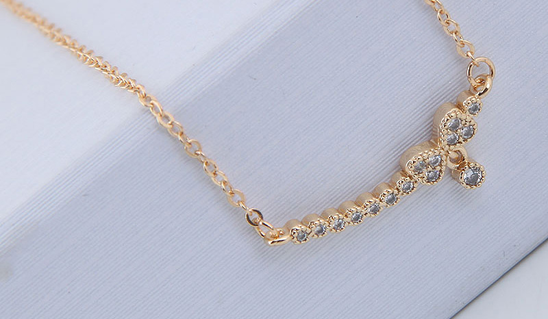Elegant Gold Color Bowknot Pendant Decorated Necklace,Chains