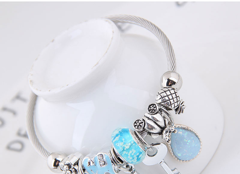 Elegant Blue Key&tower Pendant Decorated Bracelet,Fashion Bangles