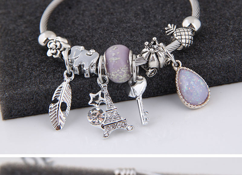 Elegant Light Purple Key&tower Pendant Decorated Bracelet,Fashion Bangles