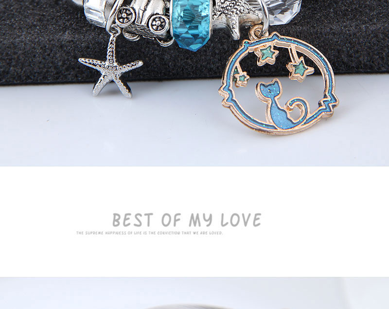 Elegant Champagne Starfish&cat Pendant Decorated Bracelet,Fashion Bangles