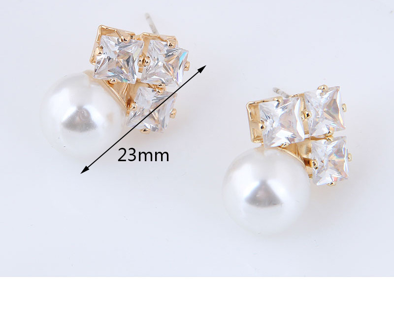 Elegant White Pearls&diamond Decorated Simple Earrings,Stud Earrings
