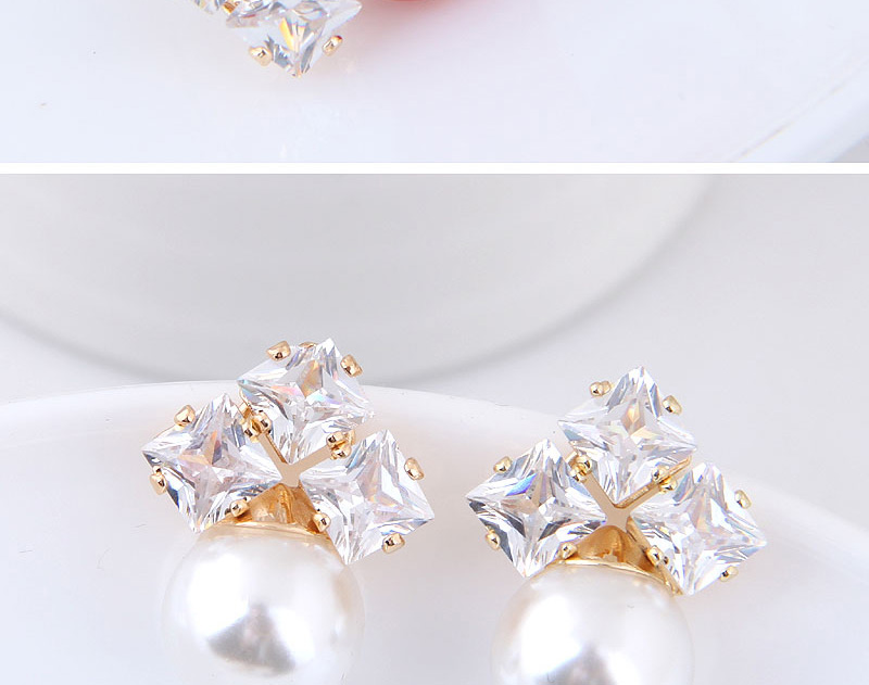 Elegant Red+white Pearls&diamond Decorated Simple Earrings,Stud Earrings